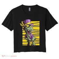 Mardi Gras Dinosaur Women's Crop Top Tee thumb 0