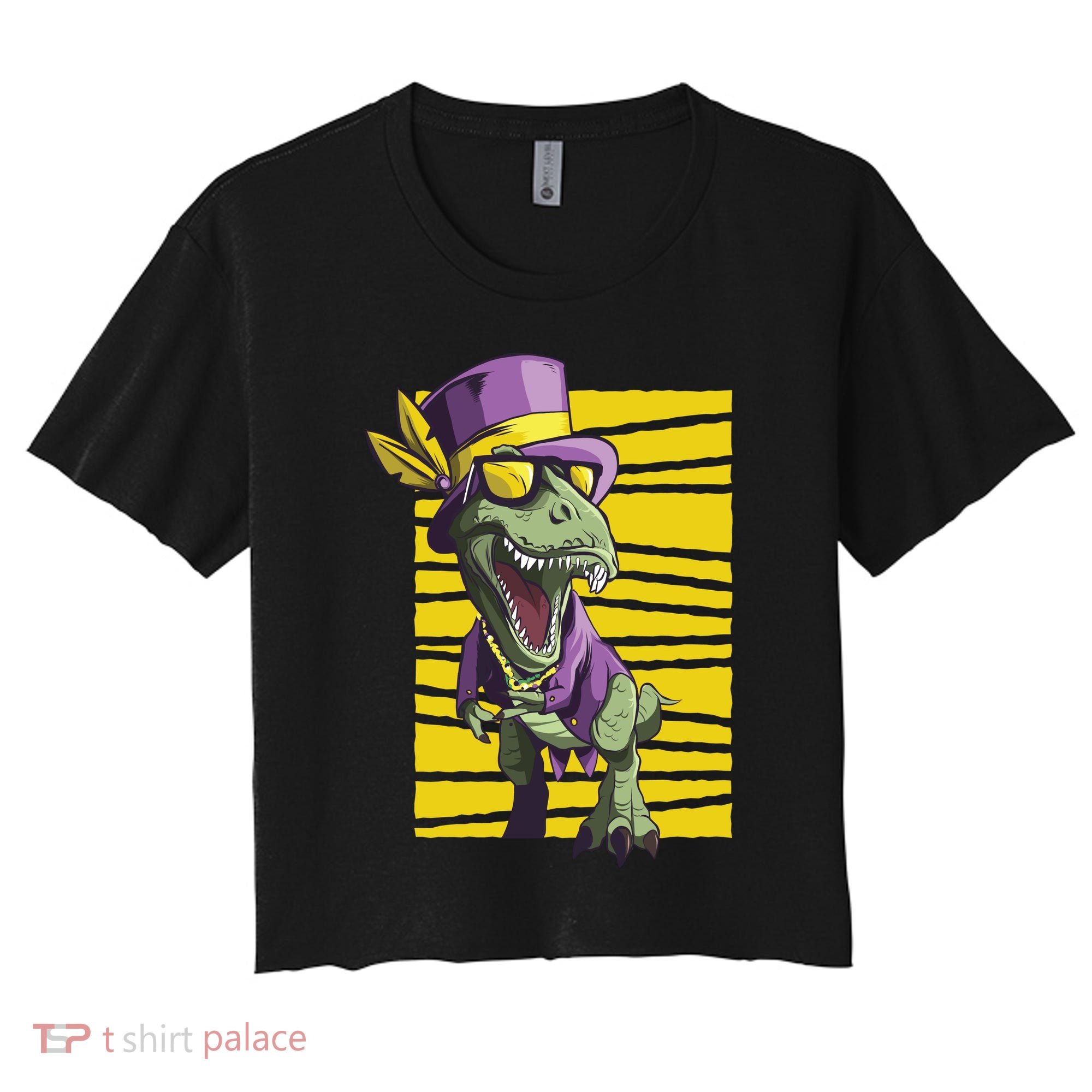 Mardi Gras Dinosaur Women's Crop Top Tee