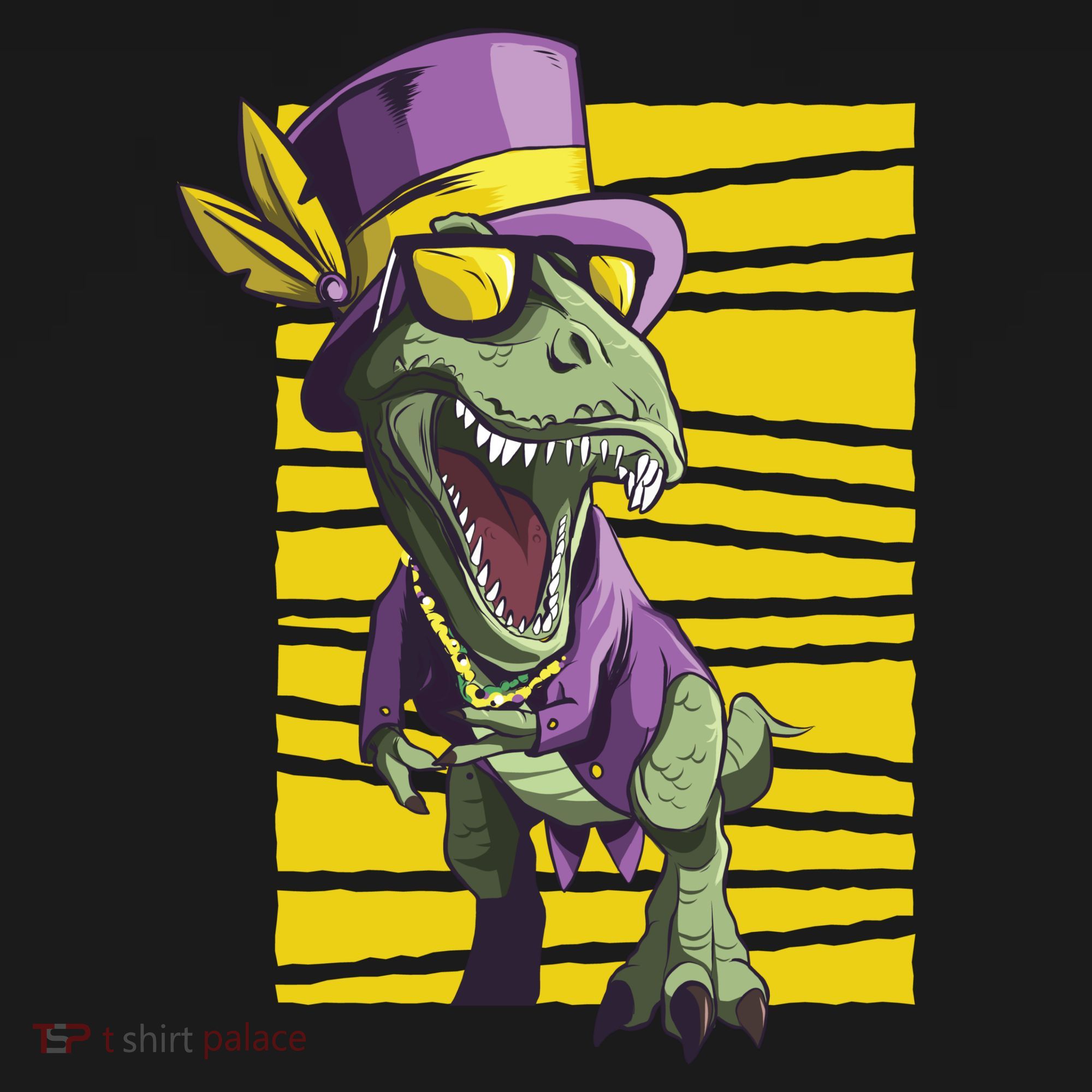 Mardi Gras Dinosaur Women's Crop Top Tee