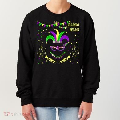 Mardi Gras Emoji Smiley Beads Mask New Orleans Women's Sweatshirt