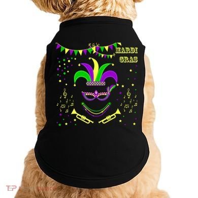 Mardi Gras Emoji Smiley Beads Mask New Orleans Doggie Tank
