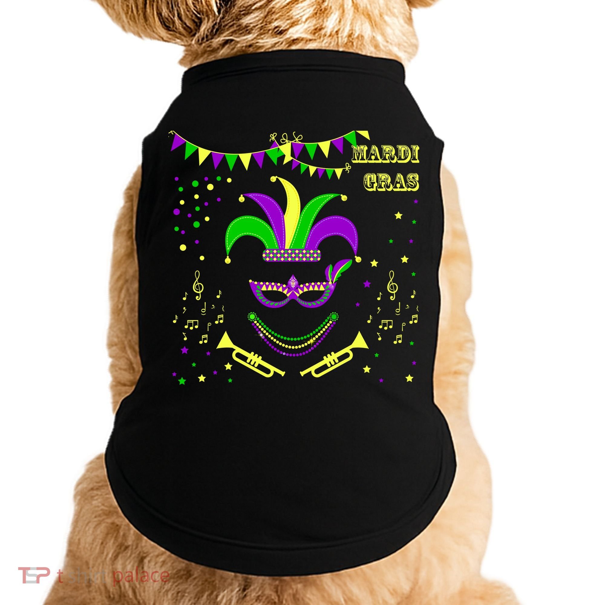 Mardi Gras Emoji Smiley Beads Mask New Orleans Doggie Tank