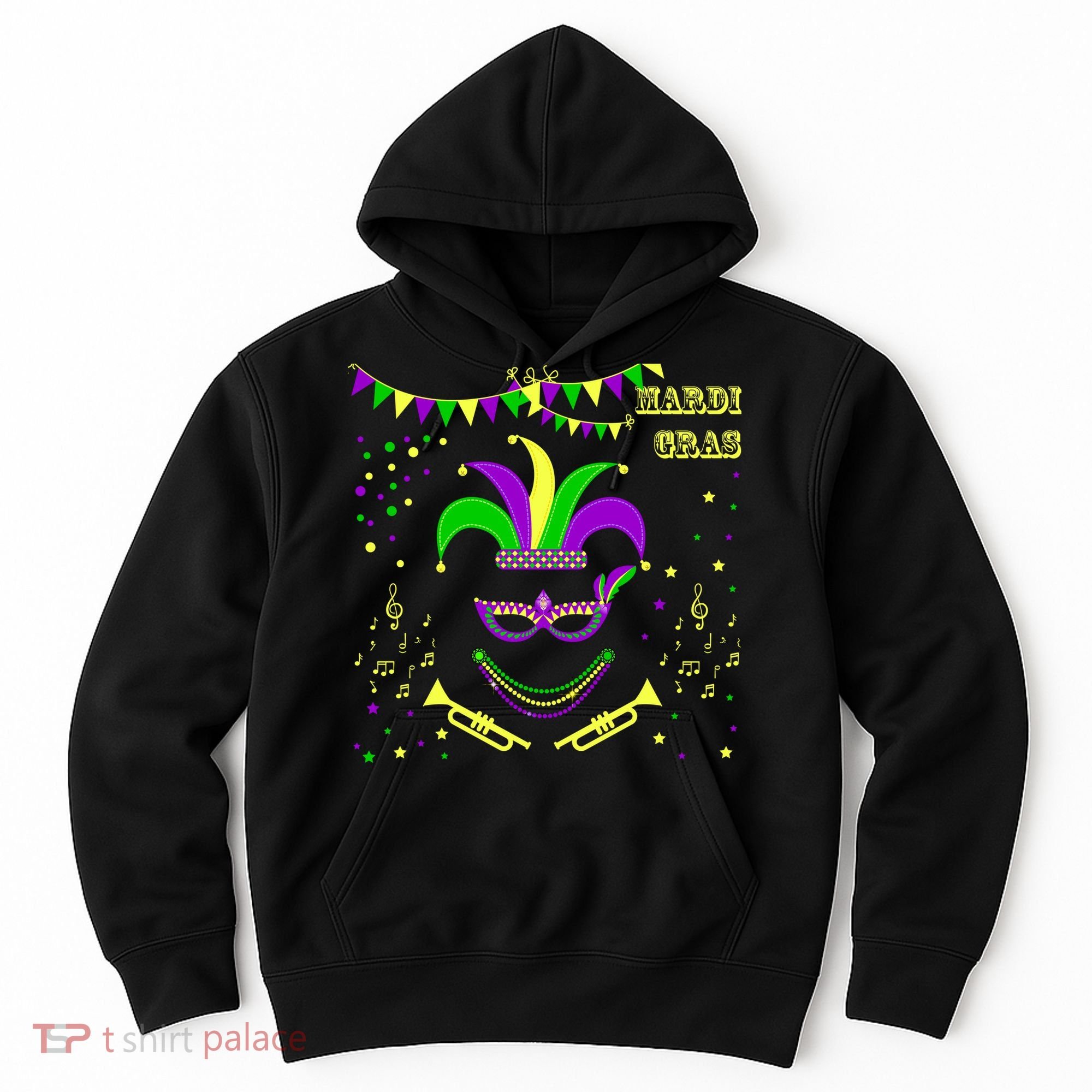 Mardi Gras Emoji Smiley Beads Mask New Orleans Hoodie