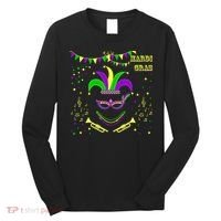 Mardi Gras Emoji Smiley Beads Mask New Orleans Long Sleeve Shirt thumb 0