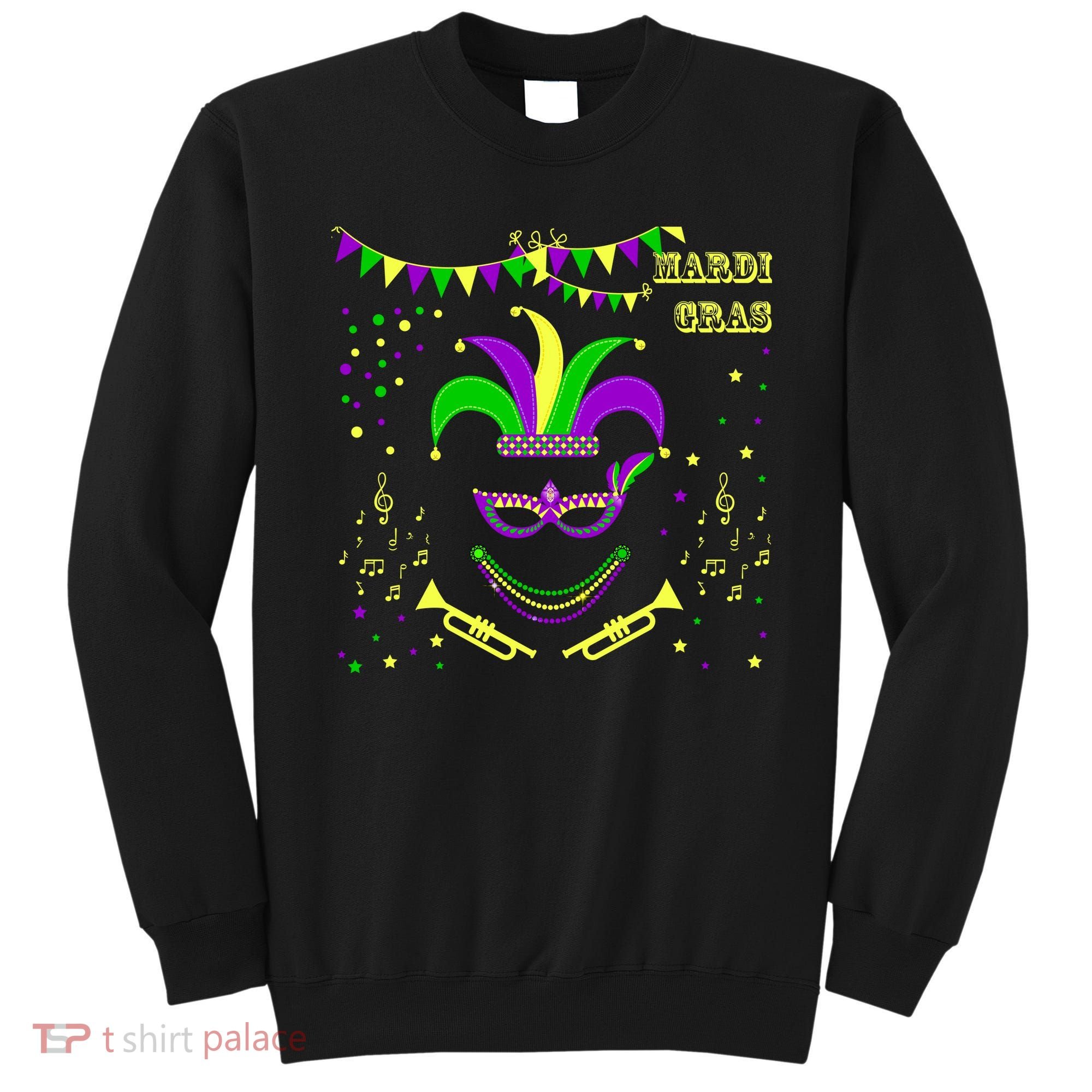 Mardi Gras Emoji Smiley Beads Mask New Orleans Sweatshirt