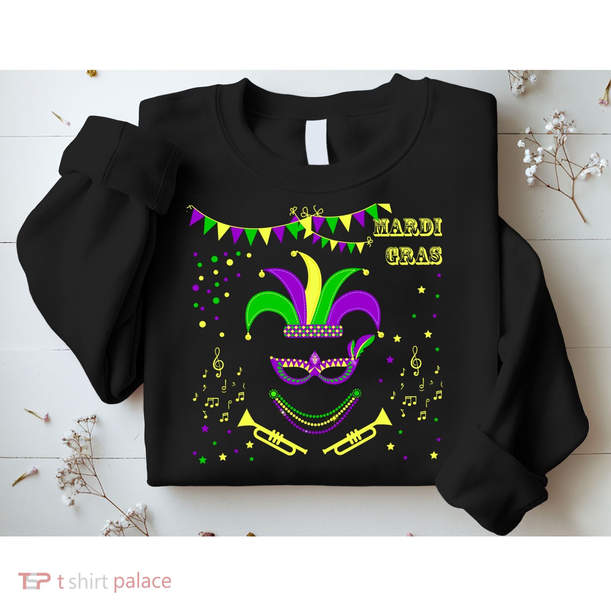 Mardi Gras Emoji Smiley Beads Mask New Orleans Sweatshirt