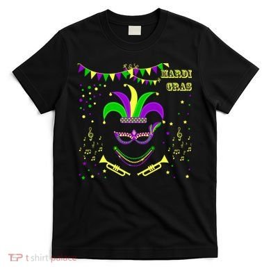 Mardi Gras Emoji Smiley Beads Mask New Orleans T-Shirt