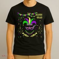 Mardi Gras Emoji Smiley Beads Mask New Orleans T-Shirt thumb 3