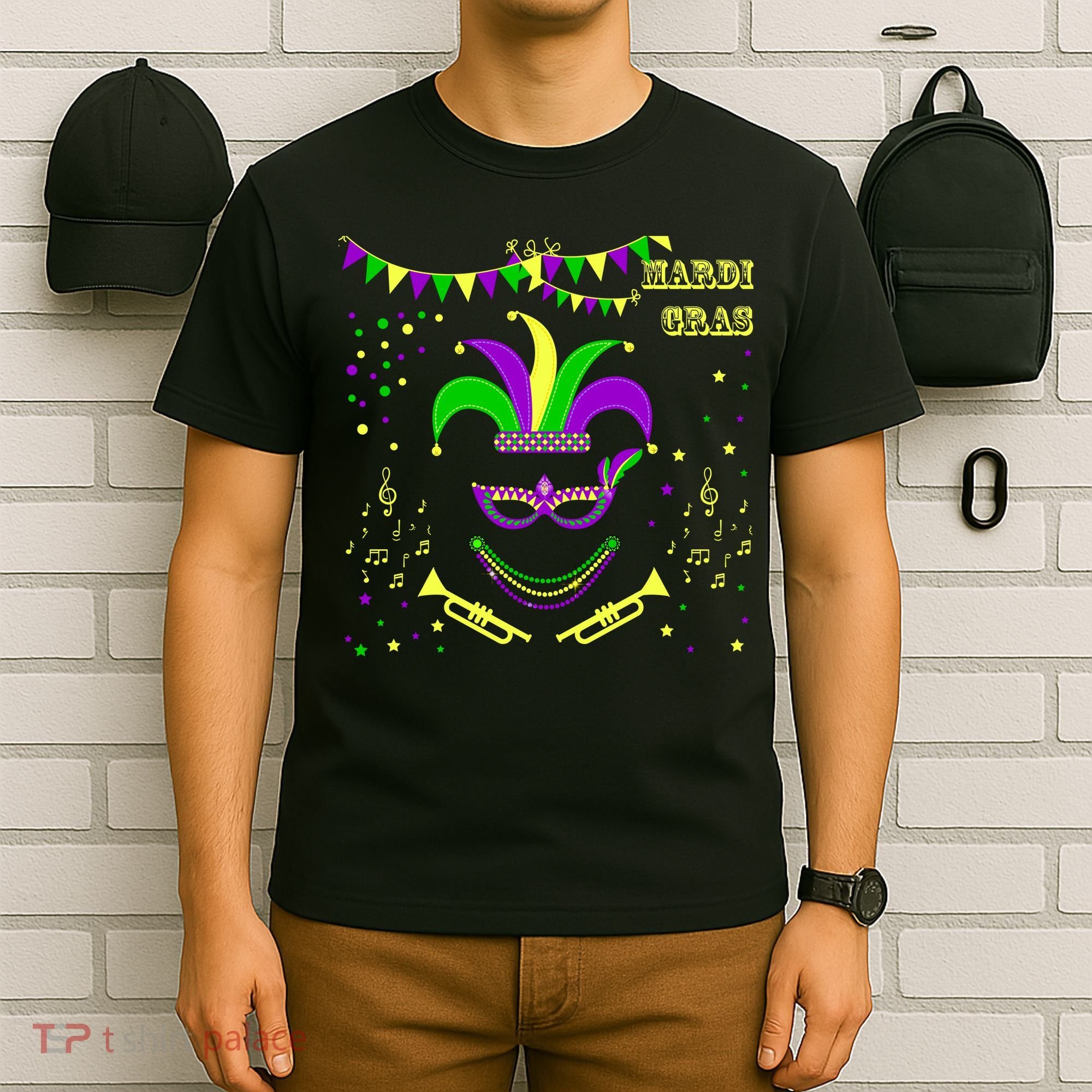 Mardi Gras Emoji Smiley Beads Mask New Orleans T-Shirt