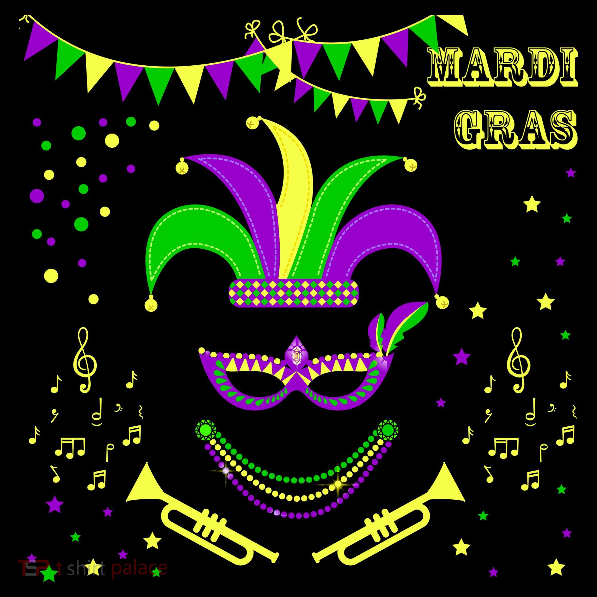 Mardi Gras Emoji Smiley Beads Mask New Orleans T-Shirt