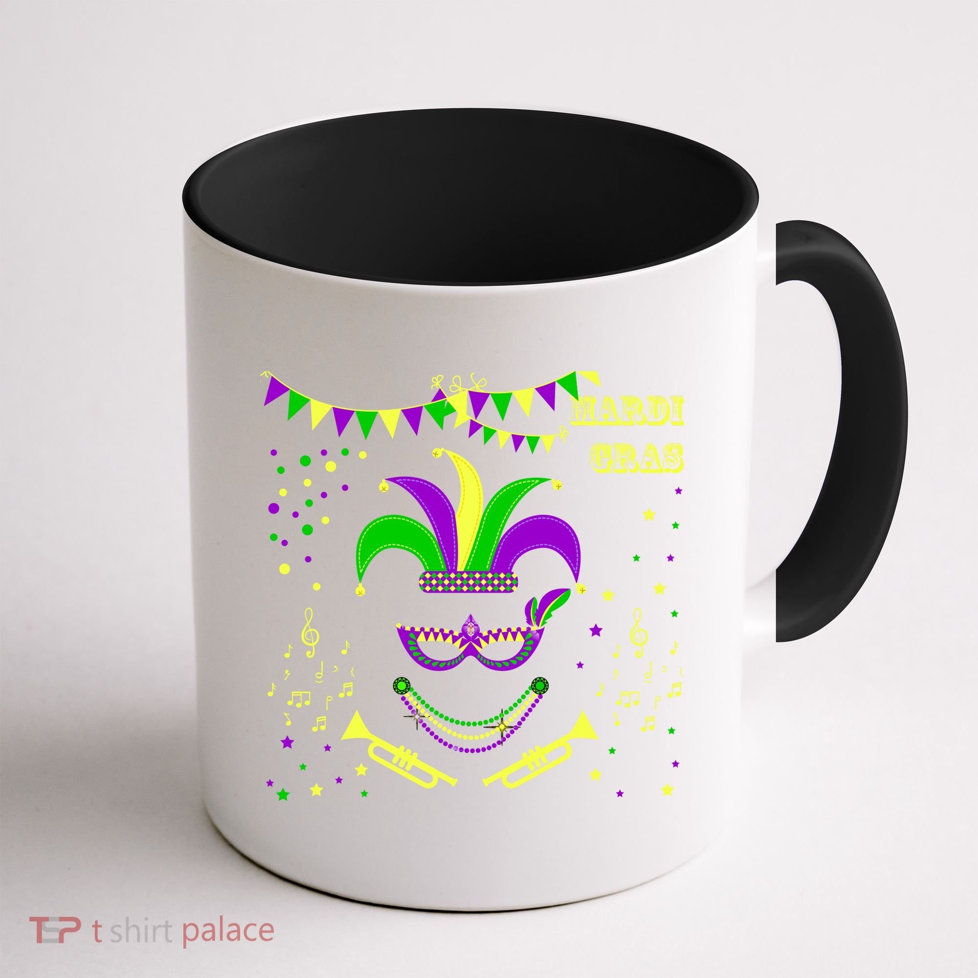 Mardi Gras Emoji Smiley Beads Mask New Orleans Coffee Mug