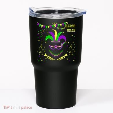 Mardi Gras Emoji Smiley Beads Mask New Orleans Tumbler