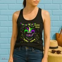 Mardi Gras Emoji Smiley Beads Mask New Orleans Women's Tank Top thumb 2
