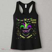 Mardi Gras Emoji Smiley Beads Mask New Orleans Women's Tank Top thumb 3