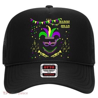 Mardi Gras Emoji Smiley Beads Mask New Orleans Hat