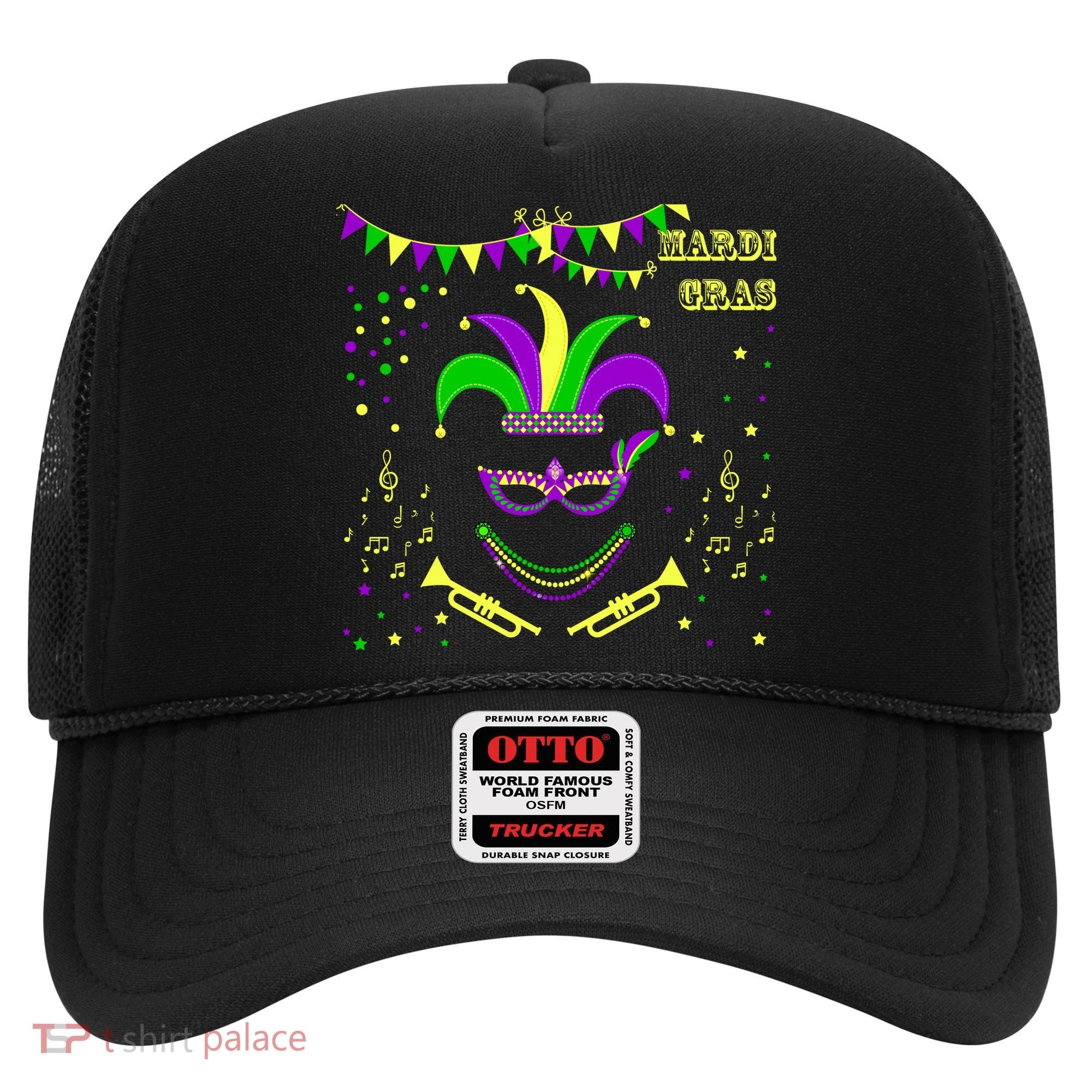Mardi Gras Emoji Smiley Beads Mask New Orleans Hat