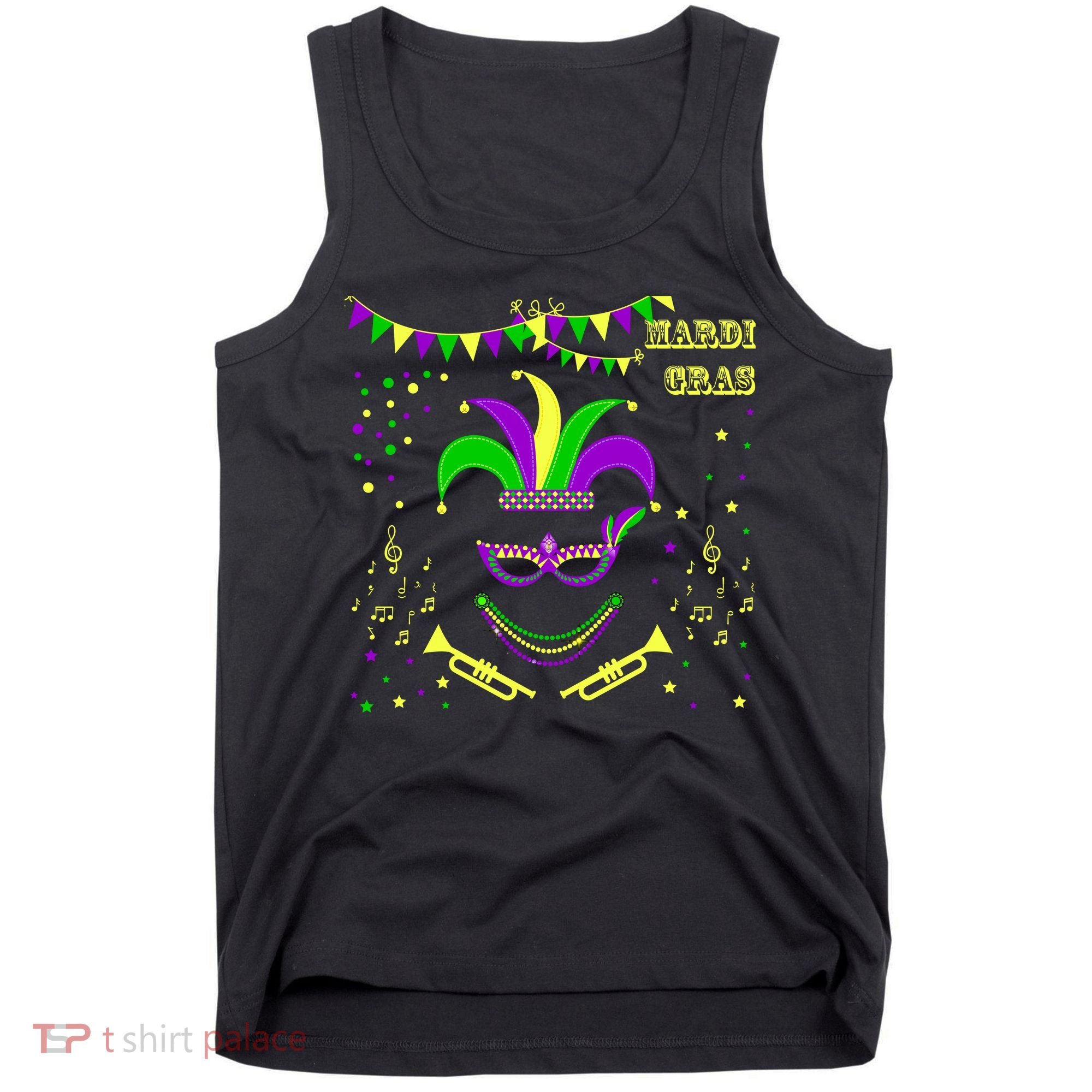 Mardi Gras Emoji Smiley Beads Mask New Orleans Tank Top