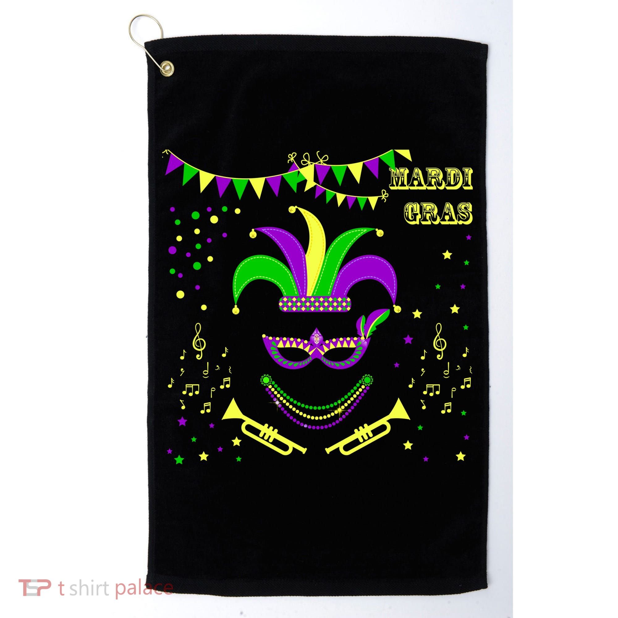 Mardi Gras Emoji Smiley Beads Mask New Orleans Golf Towel