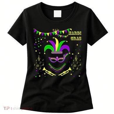 Mardi Gras Emoji Smiley Beads Mask New Orleans Women's T-Shirt