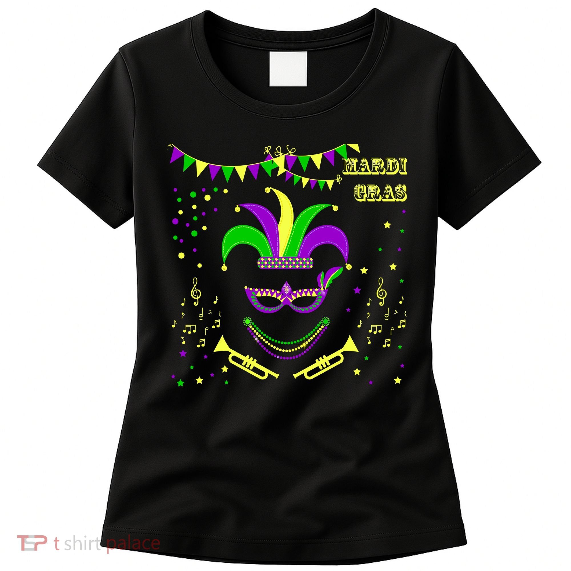 Mardi Gras Emoji Smiley Beads Mask New Orleans Women's T-Shirt
