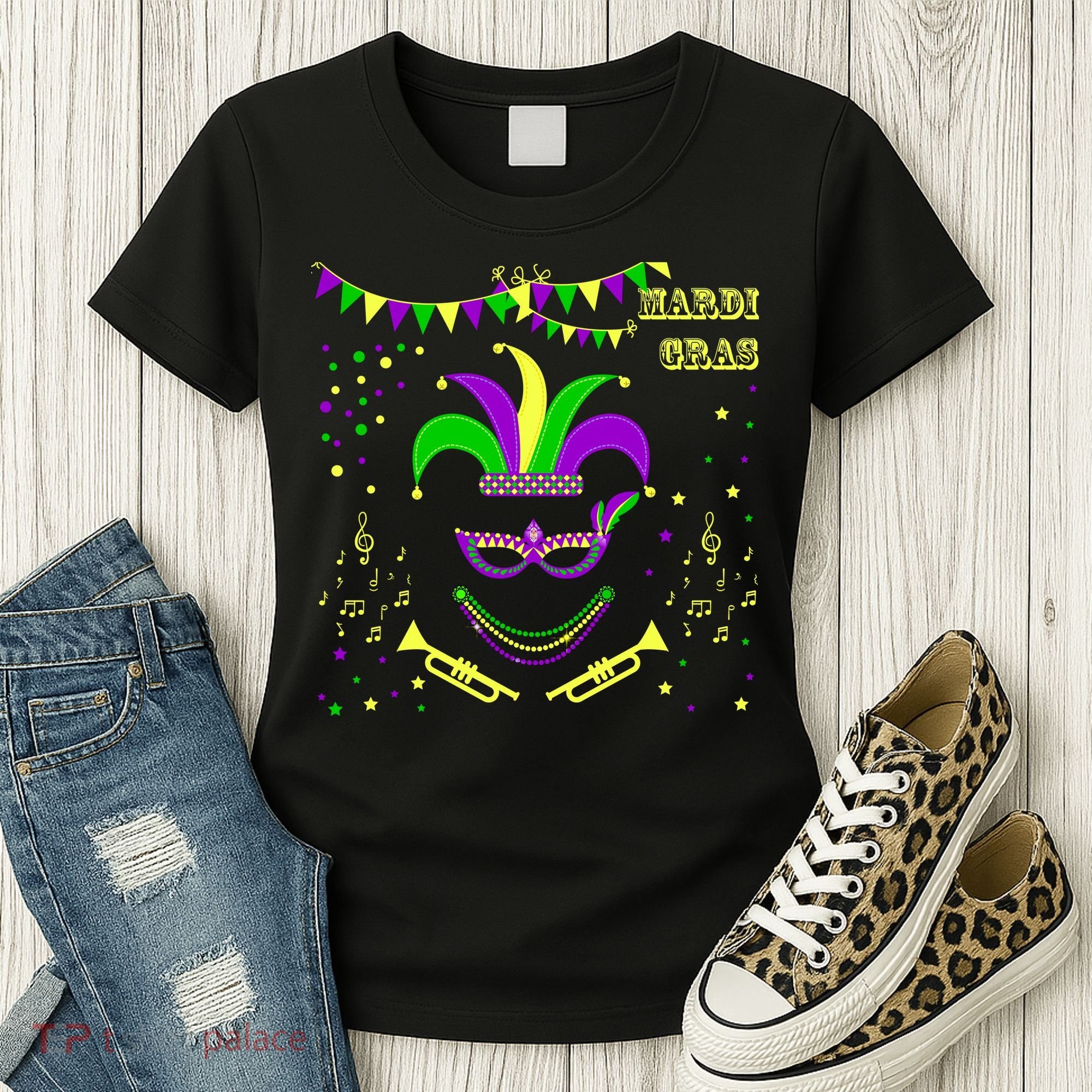 Mardi Gras Emoji Smiley Beads Mask New Orleans Women's T-Shirt