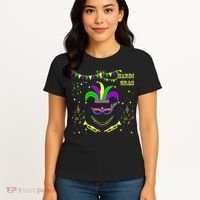Mardi Gras Emoji Smiley Beads Mask New Orleans Women's T-Shirt thumb 4