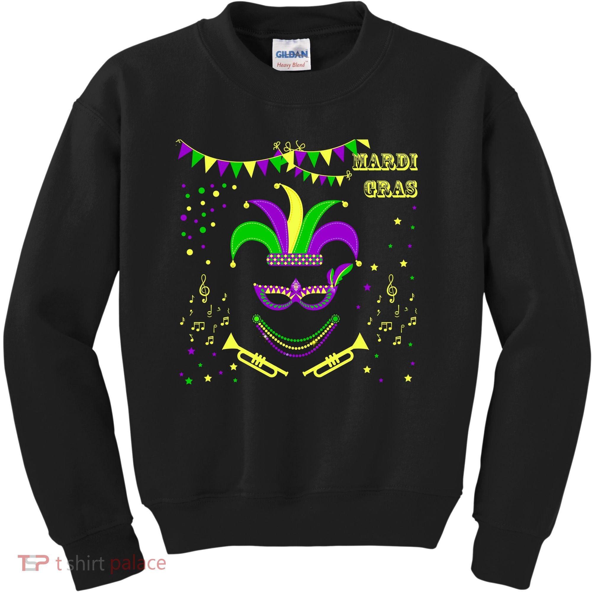 Mardi Gras Emoji Smiley Beads Mask New Orleans Kids Sweatshirt
