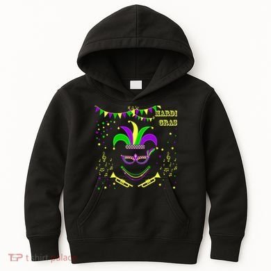 Mardi Gras Emoji Smiley Beads Mask New Orleans Kids Hoodie