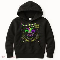 Mardi Gras Emoji Smiley Beads Mask New Orleans Kids Hoodie thumb 0