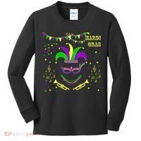 Mardi Gras Emoji Smiley Beads Mask New Orleans Kids Long Sleeve Shirt thumb 0