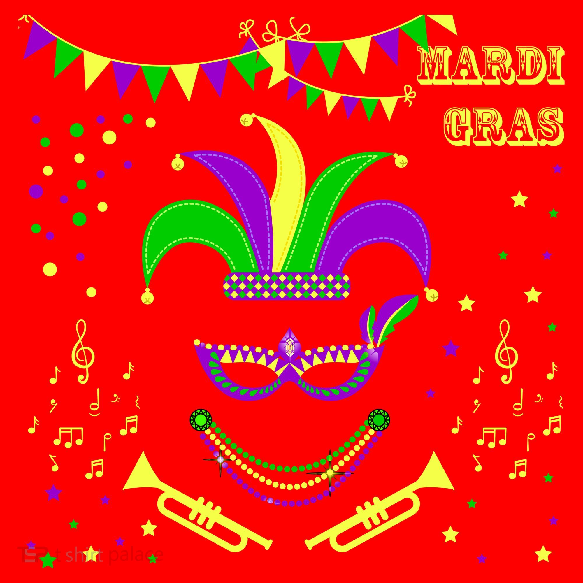 Mardi Gras Emoji Smiley Beads Mask New Orleans Santa Hat