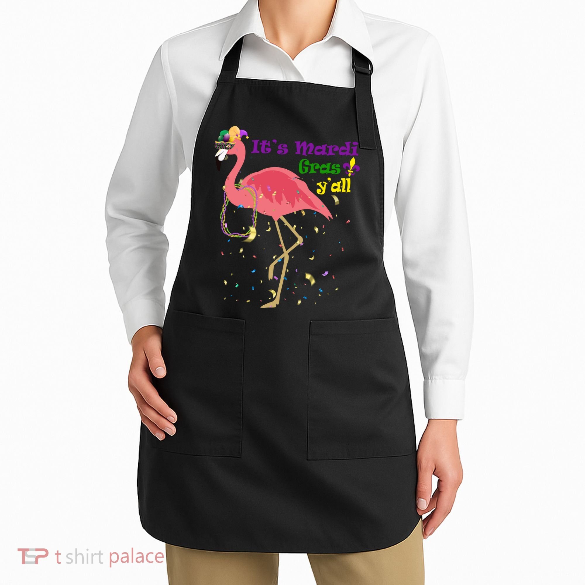 Mardi Gras Flamingo Apron
