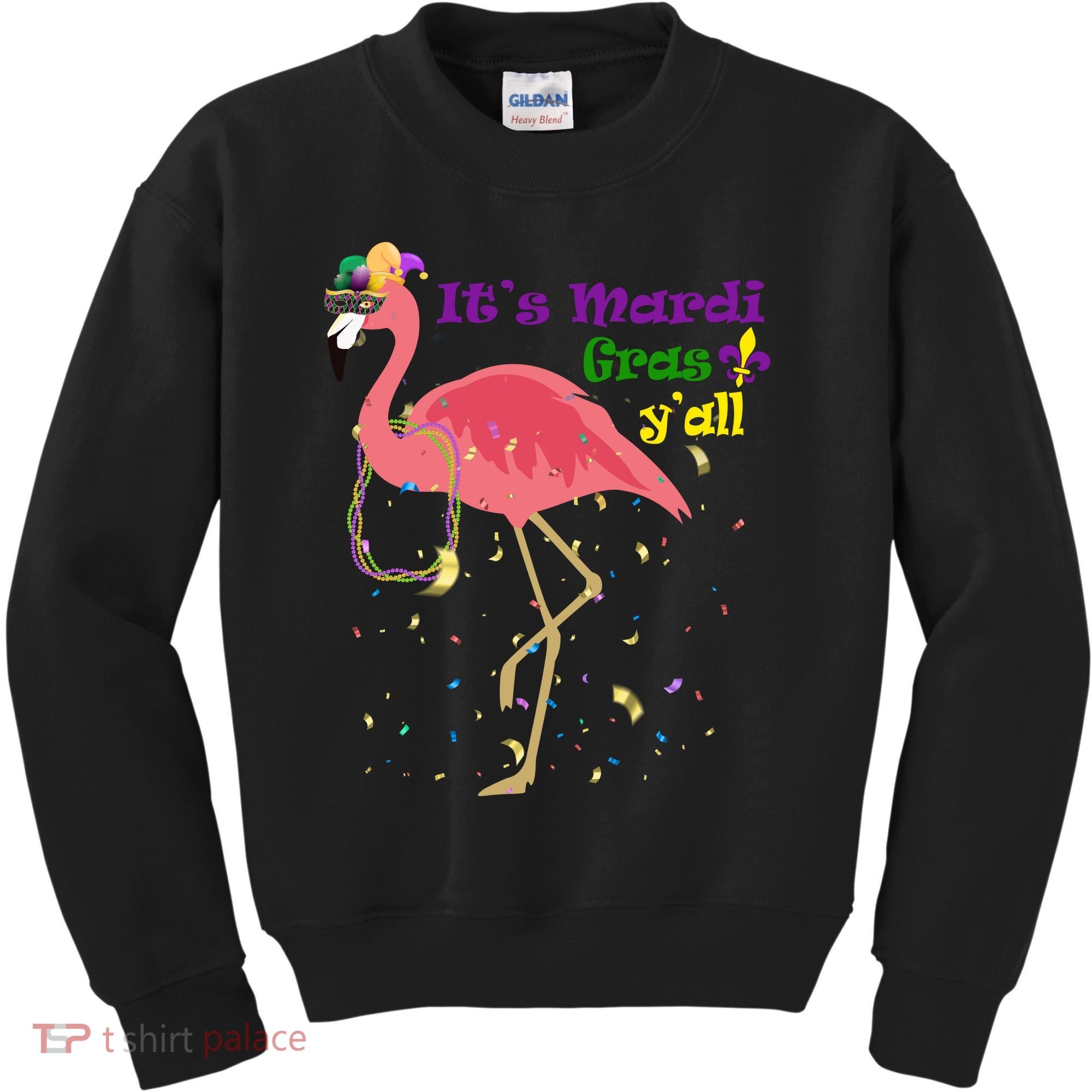 Mardi Gras Flamingo Kids Sweatshirt