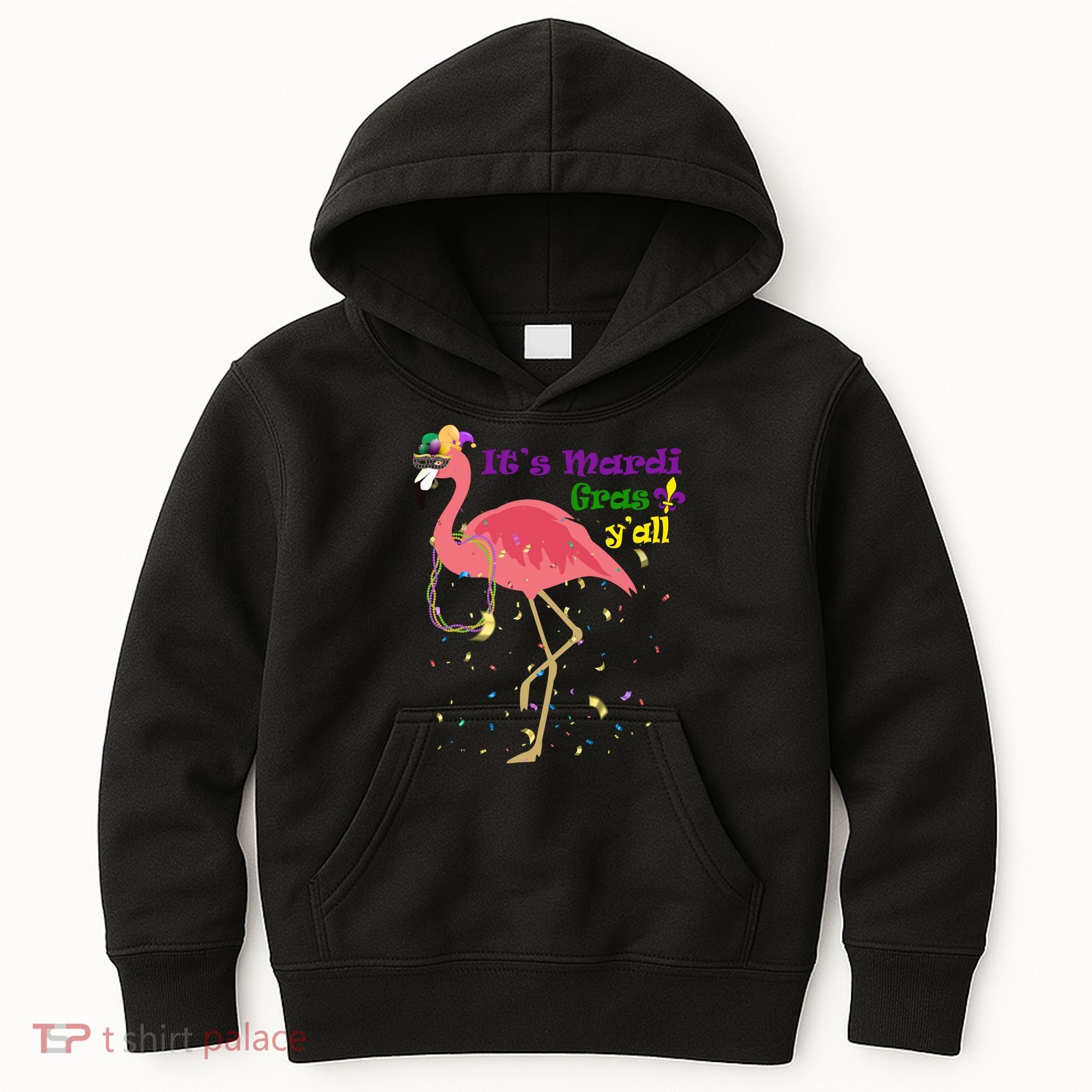 Mardi Gras Flamingo Kids Hoodie
