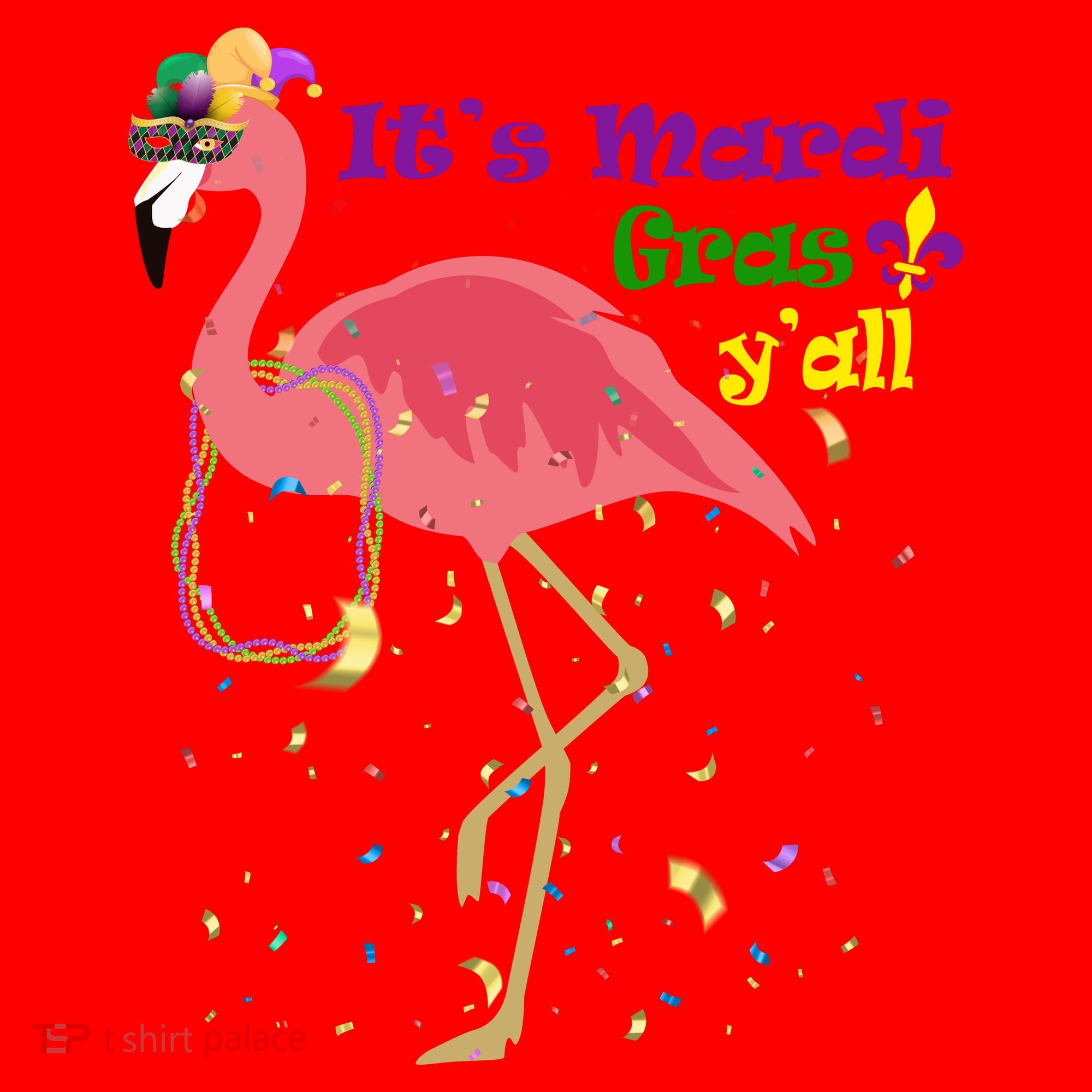 Mardi Gras Flamingo Santa Hat