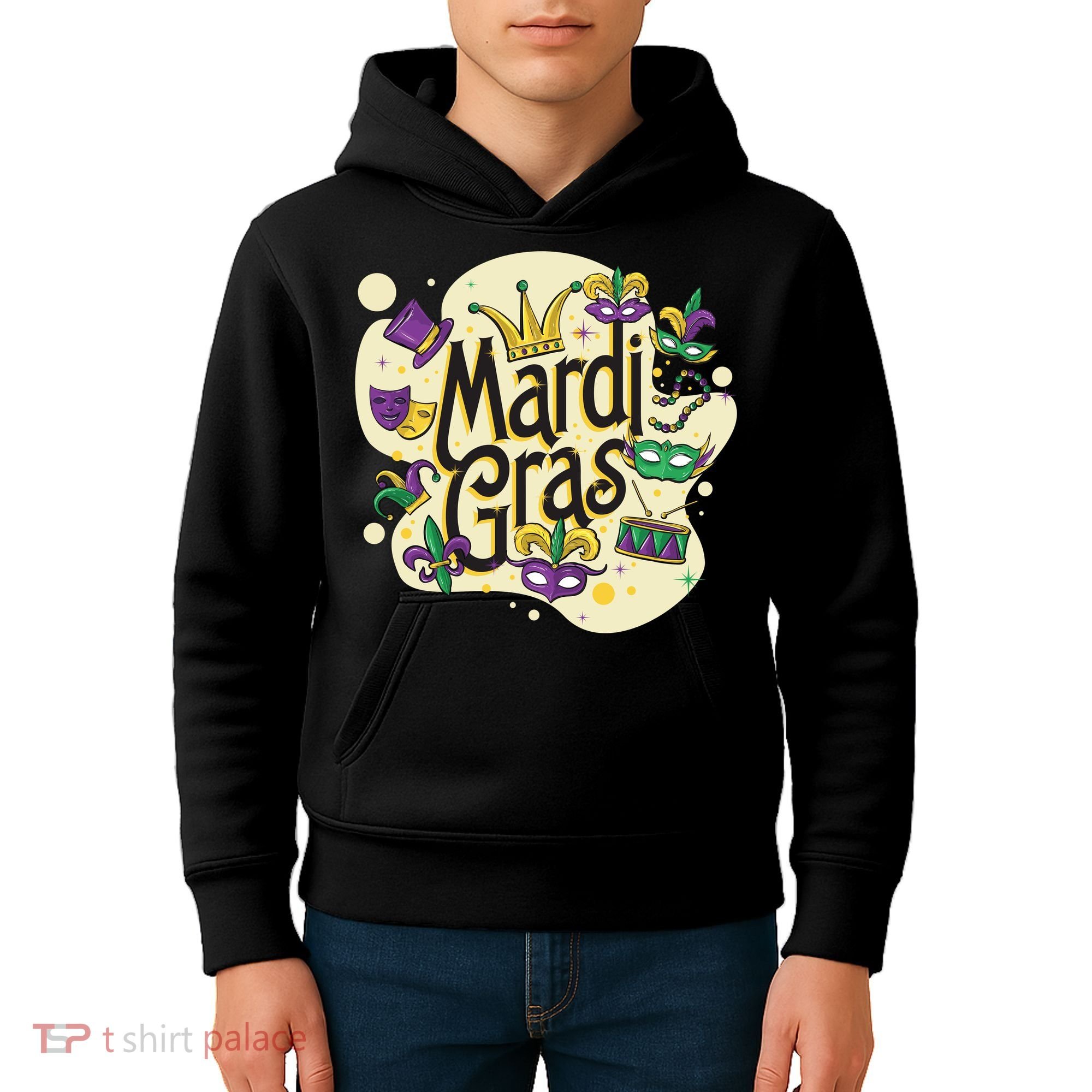 Mardi Gras Flashy Party  Kids Hoodie