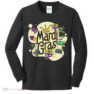 Mardi Gras Flashy Party  Kids Long Sleeve Shirt