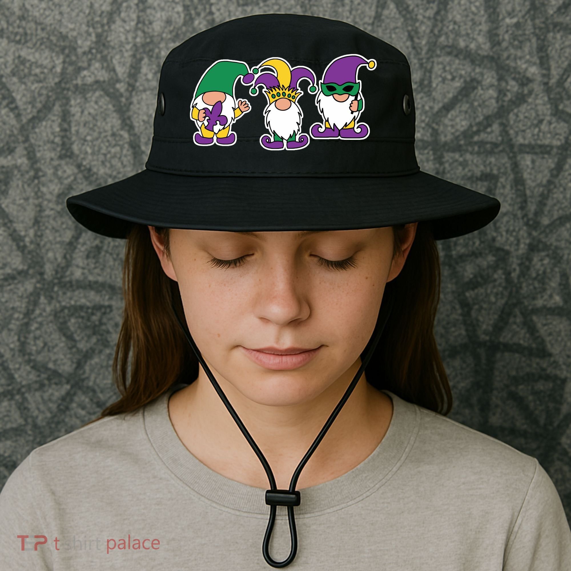 Mardi Gras Gnomes Party Bucket Hat