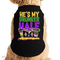 Mardi Gras He's My Drunker Half Doggie Tank thumb 0