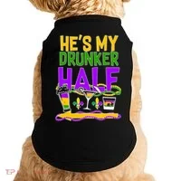 Mardi Gras He's My Drunker Half Doggie Tank thumb 0