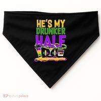 Mardi Gras He's My Drunker Half USA-Made Doggie Bandana thumb 0