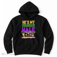 Mardi Gras He's My Drunker Half Hoodie thumb 0