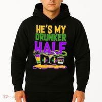 Mardi Gras He's My Drunker Half Hoodie thumb 2