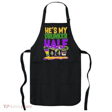 Mardi Gras He's My Drunker Half Apron