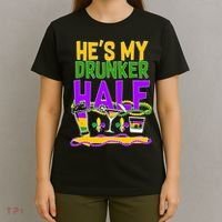 Mardi Gras He's My Drunker Half T-Shirt thumb 4