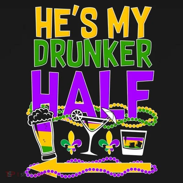 Mardi Gras He's My Drunker Half Bucket Hat