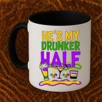 Mardi Gras He's My Drunker Half Coffee Mug thumb 2