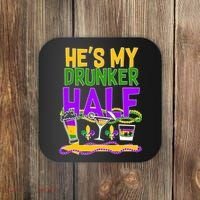Mardi Gras He's My Drunker Half Coaster thumb 0