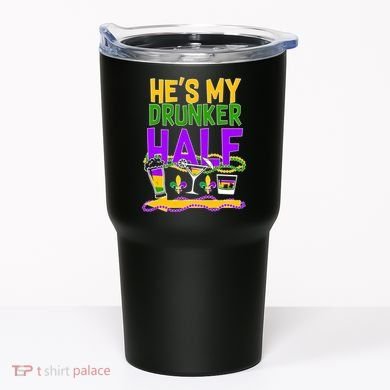 Mardi Gras He's My Drunker Half Tumbler