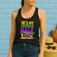 Mardi Gras He's My Drunker Half Women's Tank Top thumb 2